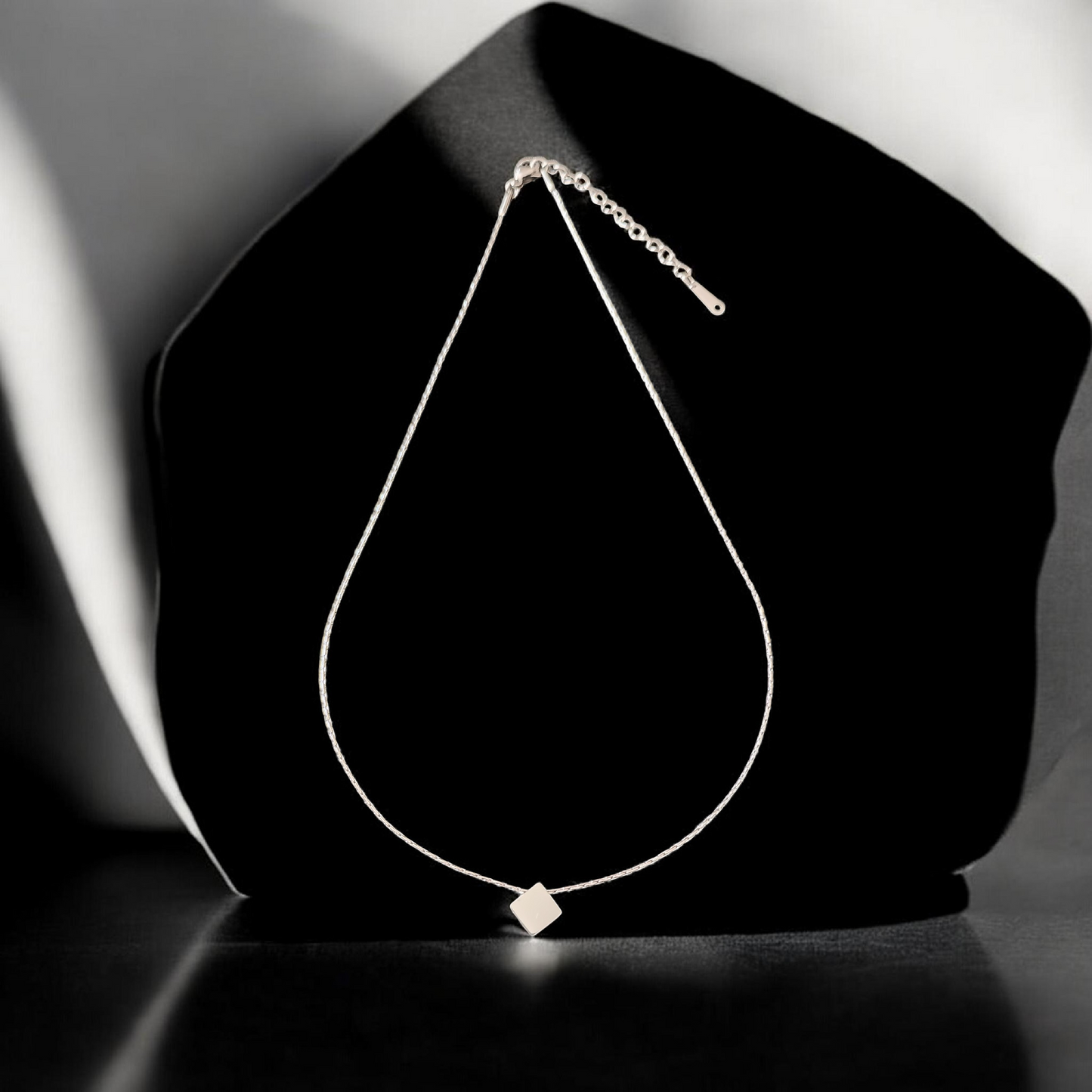 Minimalist Square Pendant Necklace for Women & Girls | Elegant Silver Geometric Charm | Daily Wear | Gift for Her