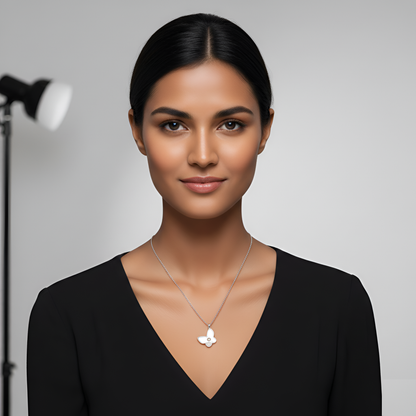 ARLOMI Mother of Pearl Butterfly Pendant Necklace for Women | Silver-Plated Elegant Minimal Jewelry | Gift for Anniversary, Valentine & Birthday