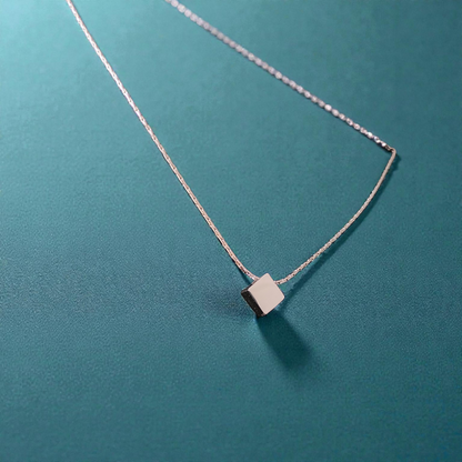 Minimalist Square Pendant Necklace for Women & Girls | Elegant Silver Geometric Charm | Daily Wear | Gift for Her