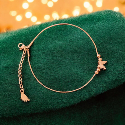 Rose Gold Butterfly Anklet for Women & Girls | Minimalist Adjustable Foot Bracelet | Cute Gift | ARLOMI