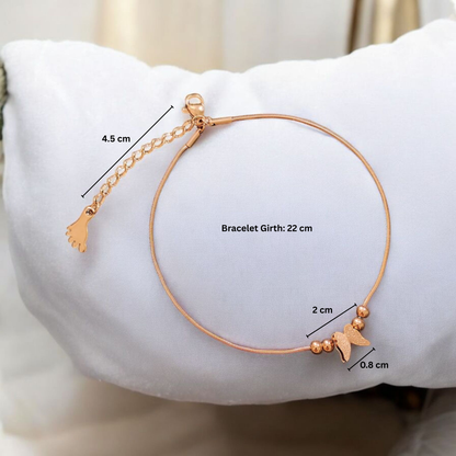 Rose Gold Butterfly Anklet for Women & Girls | Minimalist Adjustable Foot Bracelet | Cute Gift | ARLOMI