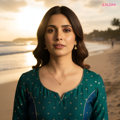 ARLOMI Minimalist Gold Square Pendant Necklace for Women & Girls | Elegant Geometric Charm | Lightweight Daily Wear Jewellery | Gift for Her