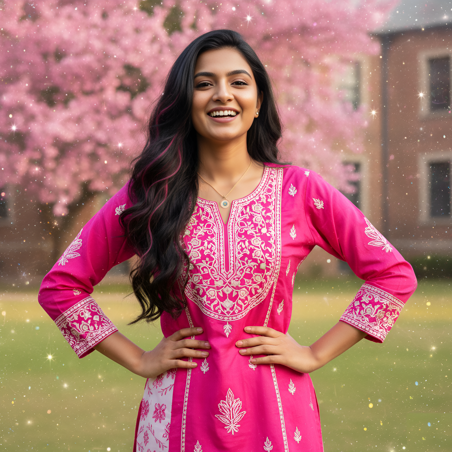 Dainty Gold Floral Turquoise Pendant Necklace for Women | Minimal Round Charm | ARLOMI