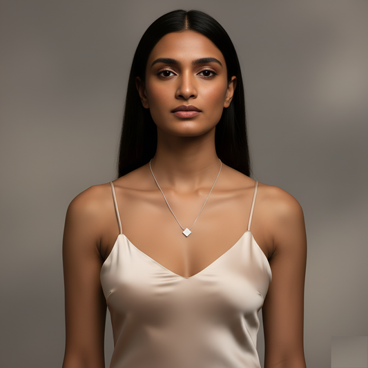 Minimalist Square Pendant Necklace for Women & Girls | Elegant Silver Geometric Charm | Daily Wear | Gift for Her