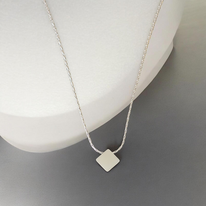 Minimalist Square Pendant Necklace for Women & Girls | Elegant Silver Geometric Charm | Daily Wear | Gift for Her