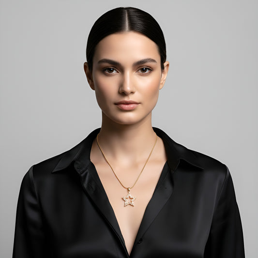 Dainty Gold Star Pendant Necklace for Women | Minimal Crystal Star Chain | ARLOMI